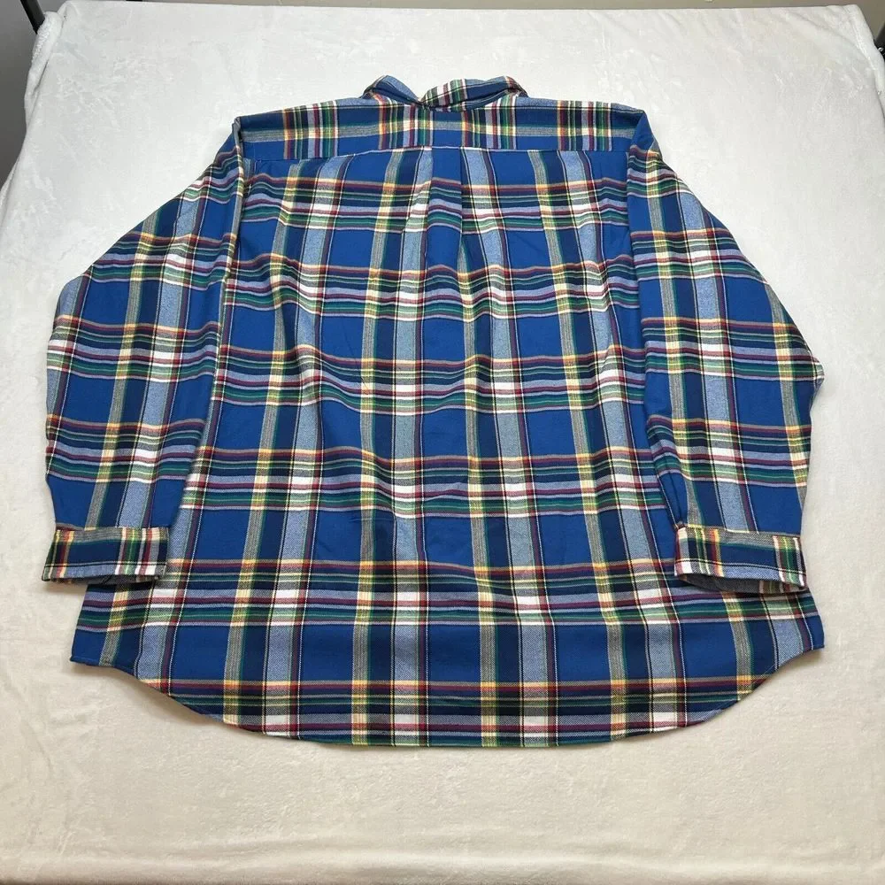 Polo Ralph Lauren Performance Flannel Shirt Mens 3XB Big Tall‎ Navy Blue Plaid